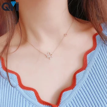 QYI 100%18k gold and diamond necklace maple leaf pendant diamond jewelry 0.21ct diamond matching O-chain
QYI 100%18k gold and diamond necklace maple leaf pendant diamond jewelry 0.21ct diamond matching O-chain