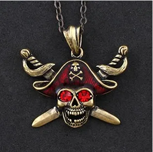 Caribbean pirate skull pendant necklaces red crystal eyes neo-Gothic punk rock Free Shipping top quality copper fashion jewelry
Caribbean pirate skull pendant necklaces red crystal eyes neo-Gothic punk rock Free Shipping top quality copper fashion jewelry