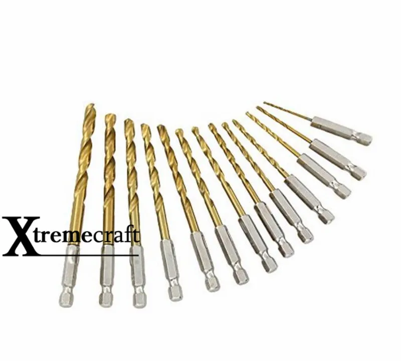Xtremecraft 13pcs/lot HSS High Speed Steel Titanium Coated Drill Bit Set 1/4 Hex Shank 1.5-6.5mm
Xtremecraft 13pcs/lot HSS High Speed Steel Titanium Coated Drill Bit Set 1/4 Hex Shank 1.5-6.5mm