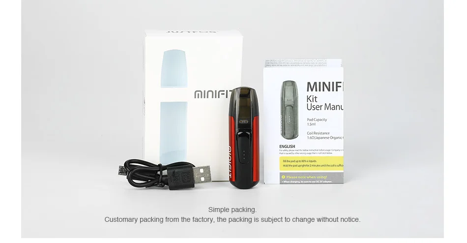 Original JUSTFOG MINIFIT Starter Kit 370mAh with 1.5ml Refillable Cartridge & Built-in 370mAh Battery E-cig Vape Mini JUSTFOG