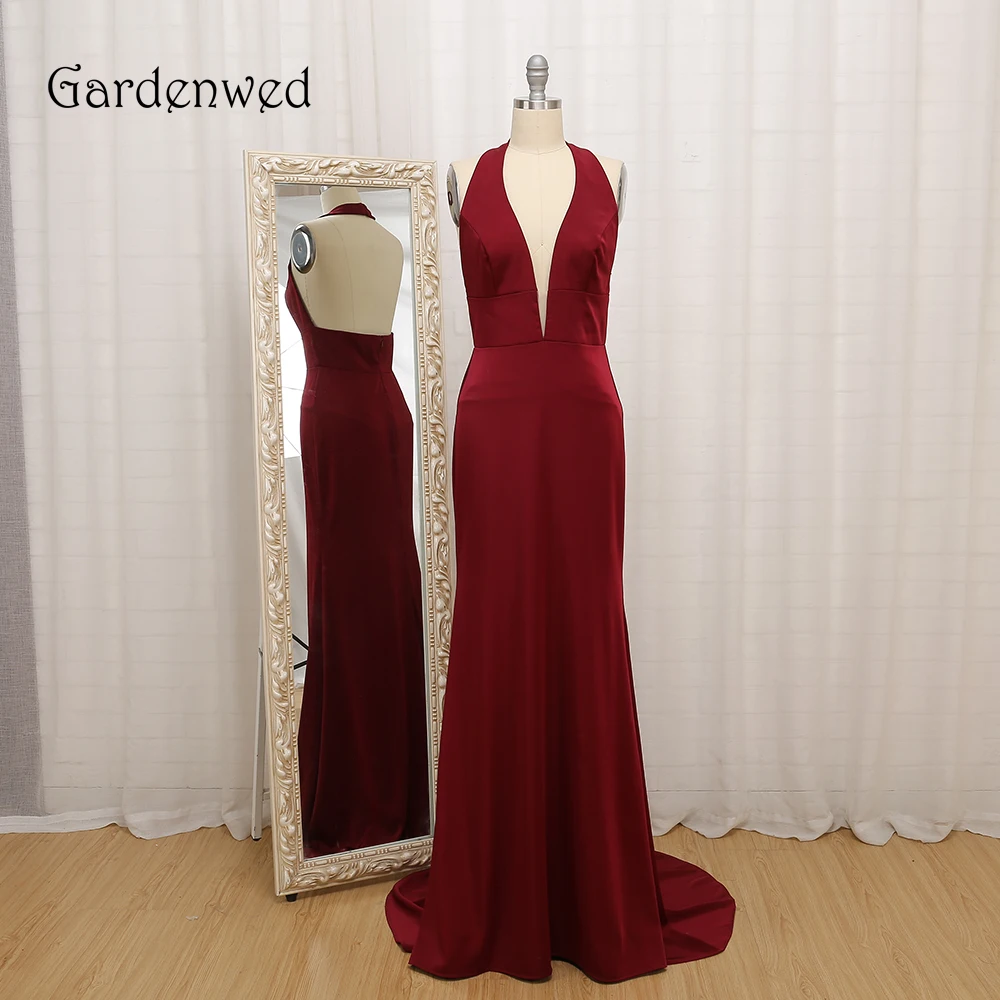 Gardenwed Burgundy Formal Gowns 2019 Sexy Long Deep V Neck Halter Backless Prom Dress gala jurk
Gardenwed Burgundy Formal Gowns 2019 Sexy Long Deep V Neck Halter Backless Prom Dress gala jurk