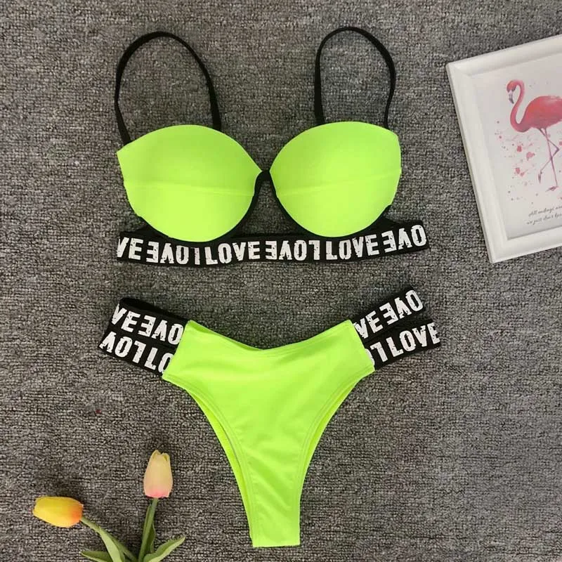 2019 Sexy Letter Printed Bikini Brazilian Bandage Swimsuit Push Up Swimwear One Piece Bathing Suit Halter Bikinis Suit Swim
2019 Sexy Letter Printed Bikini Brazilian Bandage Swimsuit Push Up Swimwear One Piece Bathing Suit Halter Bikinis Suit Swim