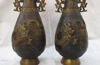 China classical Copper Bronze Palace Dragon and phoenix Auspicious Pot Vase Pair
China classical Copper Bronze Palace Dragon and phoenix Auspicious Pot Vase Pair