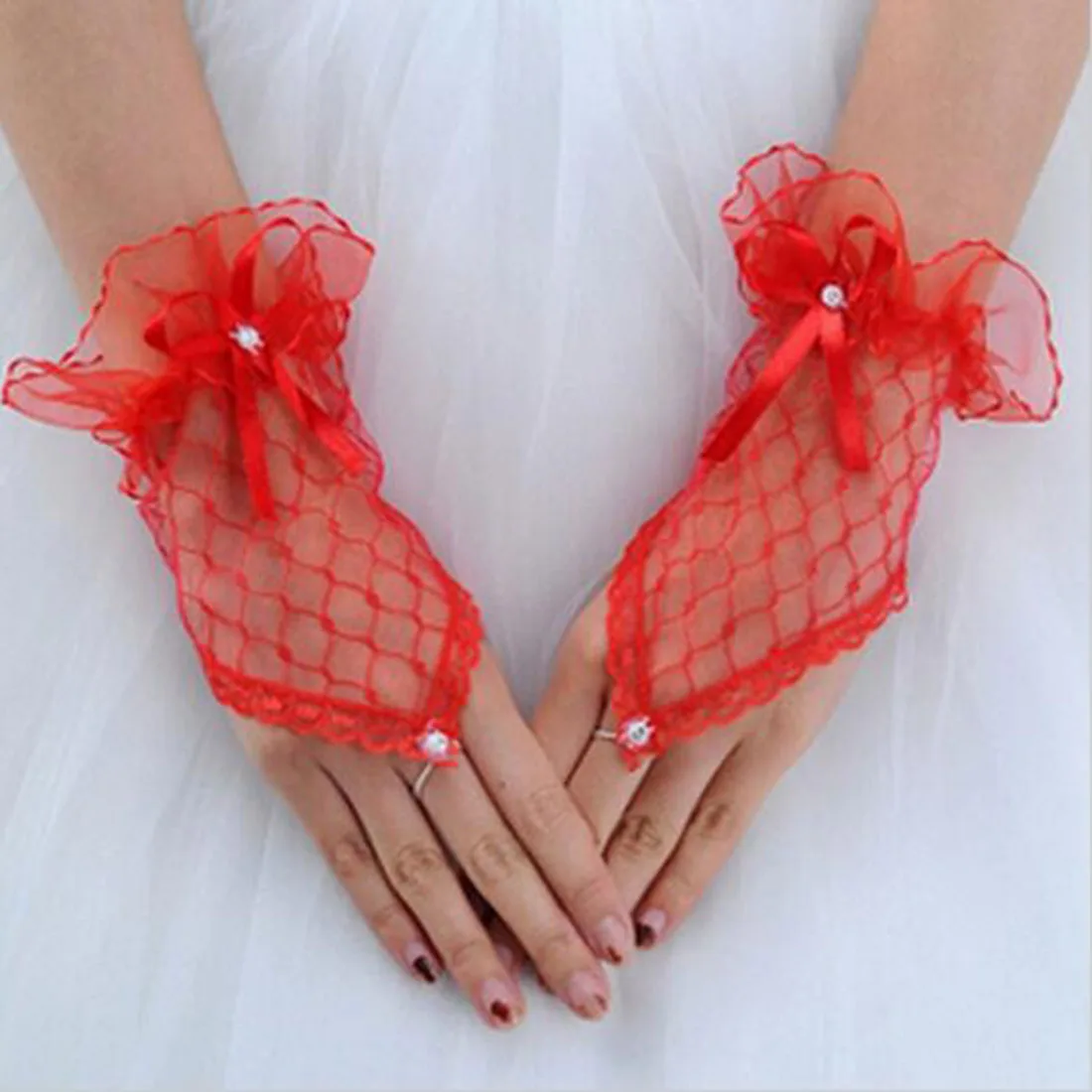 Trendy White/Black/Red Color New Arrival Party Gloves Fingerless Sexy Lace Short Bow Gloves for Women
Trendy White/Black/Red Color New Arrival Party Gloves Fingerless Sexy Lace Short Bow Gloves for Women