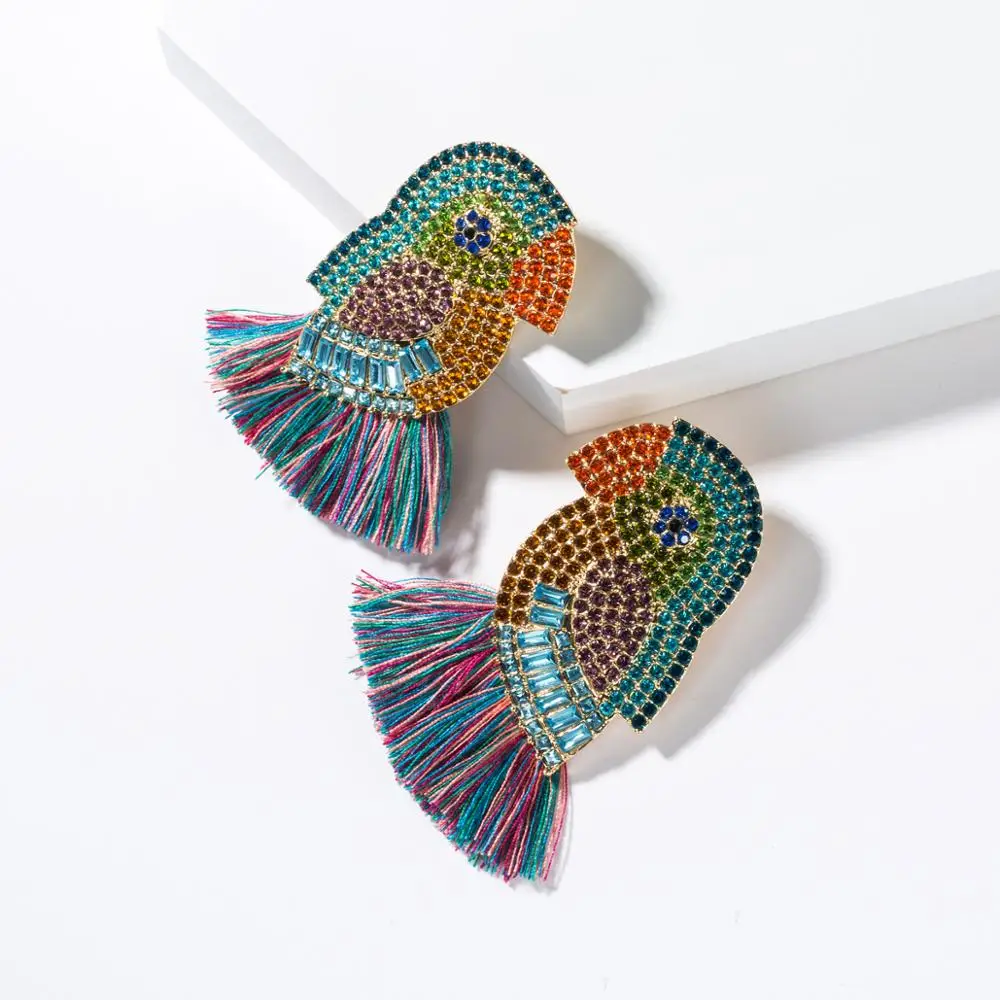 KMVEXO Handmade Cute Animal Parrot Bird Earrings 2019 Vintage Colorful Crystal Tassel Statement Drop Earrings For Women Jewelry
KMVEXO Handmade Cute Animal Parrot Bird Earrings 2019 Vintage Colorful Crystal Tassel Statement Drop Earrings For Women Jewelry