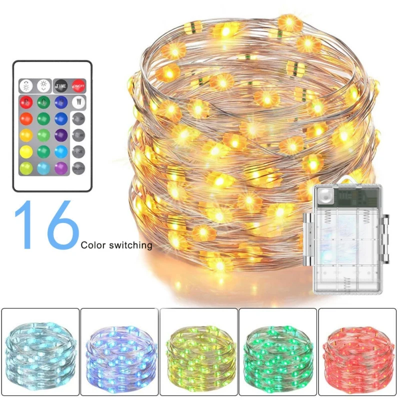 Battery Powered Multi Color Changing String Lights with 24 Keys Remote Control 50 LEDs Lights Christmas Party Decor
Battery Powered Multi Color Changing String Lights with 24 Keys Remote Control 50 LEDs Lights Christmas Party Decor