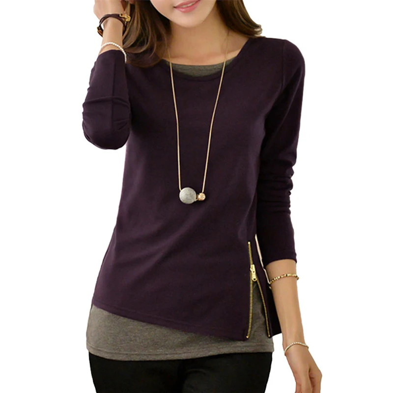 Women t shirt 2019 New Arrival Casual Long Sleeve Tops Zipper Fake Two Pieces Tee Shirt Fashion Ladies Tunic Tops Plus Size 5XL 
Women t shirt 2019 New Arrival Casual Long Sleeve Tops Zipper Fake Two Pieces Tee Shirt Fashion Ladies Tunic Tops Plus Size 5XL