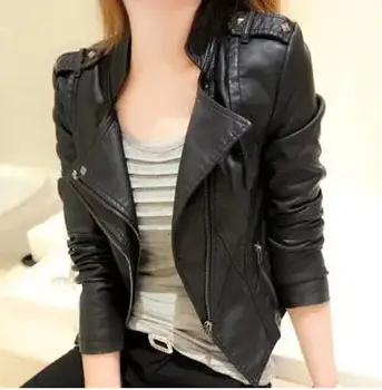 Fashion Spring Faux Leather Jacket Zipper Mandarin Collar Bomber Motorcycle Leather Jackets Women Outerwear Coats CJJ0015
Fashion Spring Faux Leather Jacket Zipper Mandarin Collar Bomber Motorcycle Leather Jackets Women Outerwear Coats CJJ0015