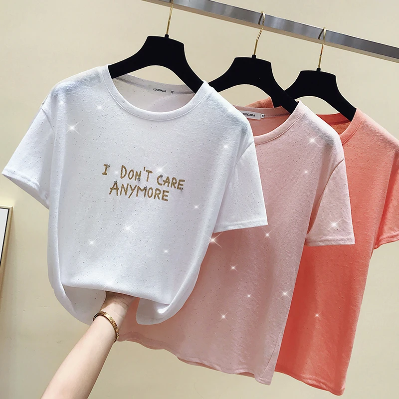 gkfnmt Summer Diamond Letter T shirt Women Pink Tee Shirt Femme Plus Size T-shirt Female Short Sleeve White Tshirt Tops
gkfnmt Summer Diamond Letter T shirt Women Pink Tee Shirt Femme Plus Size T-shirt Female Short Sleeve White Tshirt Tops
