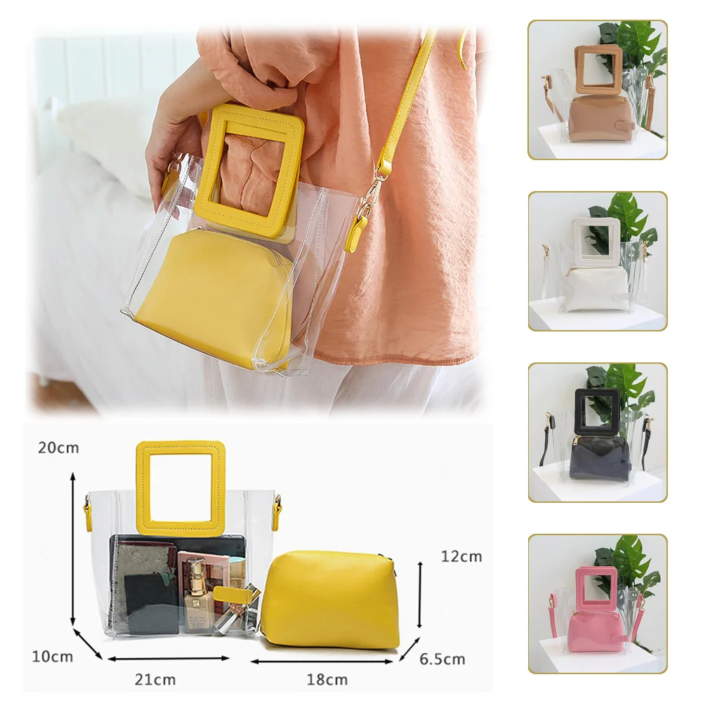 Top-Handle Bags for Women Luxury Handbags Women 2pcs/set Transparent Candy Multicolor Handbag Casual Shoulder Bag Tote Clear Bag
Top-Handle Bags for Women Luxury Handbags Women 2pcs/set Transparent Candy Multicolor Handbag Casual Shoulder Bag Tote Clear Bag
