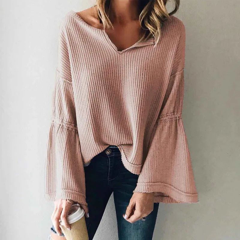 Women Shirts Autumn Tops For Women 2019 Casual V-neck Blouse Women Top And Blouses Blusa Feminina Flare Sleeve Knitted Blouse
Women Shirts Autumn Tops For Women 2019 Casual V-neck Blouse Women Top And Blouses Blusa Feminina Flare Sleeve Knitted Blouse