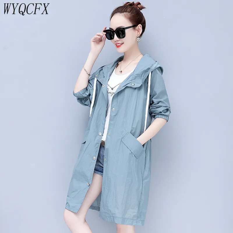 Women Long Hooded Trench Coat Thin Sunscreen Clothing Ladies 2019 New Spring Summer Breathable Beach Loose Outerwear Plus Size
Women Long Hooded Trench Coat Thin Sunscreen Clothing Ladies 2019 New Spring Summer Breathable Beach Loose Outerwear Plus Size
