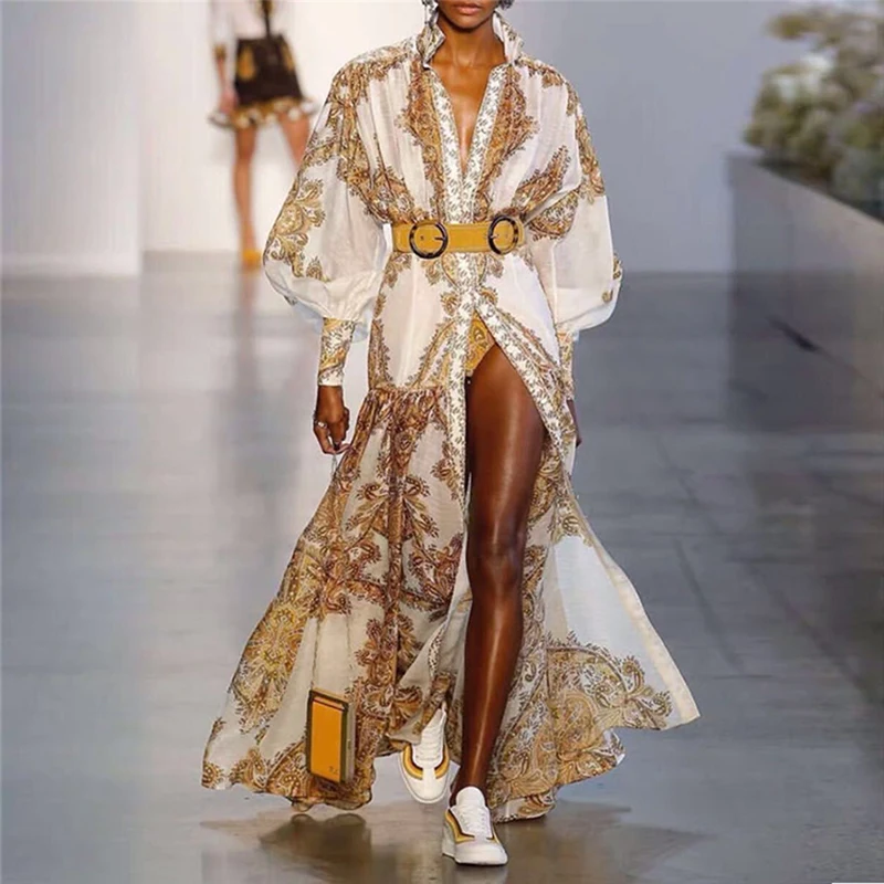 Fashion Newest Stylish 2019 Runway Designer Dress Women's Long Sleeve Floral Print Buttons Long Dress
Fashion Newest Stylish 2019 Runway Designer Dress Women's Long Sleeve Floral Print Buttons Long Dress