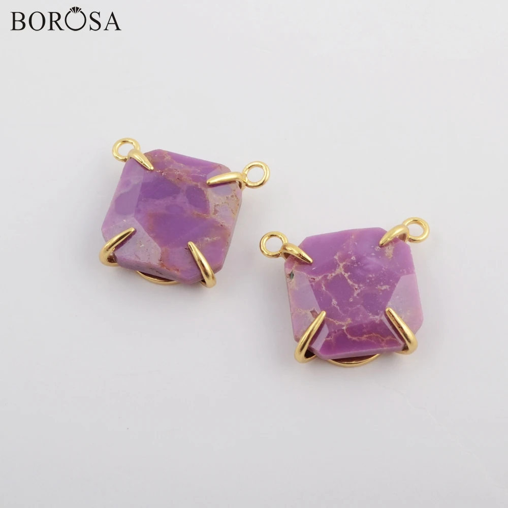 BOROSA 5/10 шт. квадратный позолоченный коготь Muscovite Sugilite соединители граненые