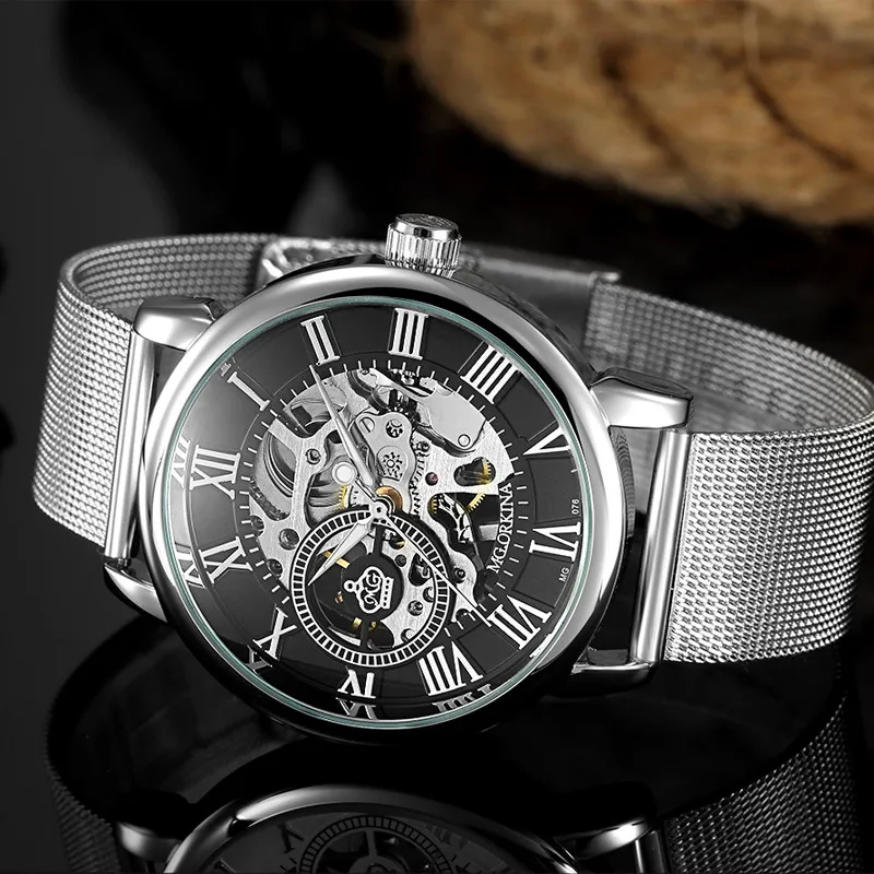 Hot Sale Men Watches Mechanical Hand Wind MG.ORKINA Stainless Steel Bracelet Mesh Strap Men's Watches Fashion Skeleton Watch
Hot Sale Men Watches Mechanical Hand Wind MG.ORKINA Stainless Steel Bracelet Mesh Strap Men's Watches Fashion Skeleton Watch