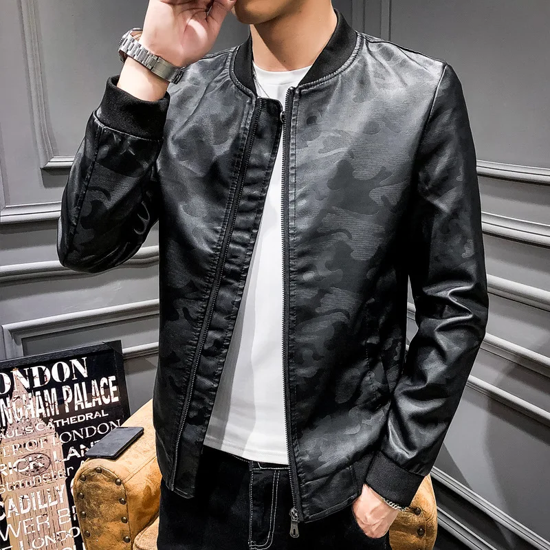 Men Spring Autumn Camouflage Leather jacket Motorcycle PU Leather Moto Jackets Men Slash Zipper Lapel Biker Rider Leather Coat
Men Spring Autumn Camouflage Leather jacket Motorcycle PU Leather Moto Jackets Men Slash Zipper Lapel Biker Rider Leather Coat