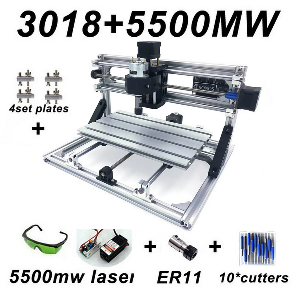 CNC3018 Wood Router Engraving Machine ER11 with 500mw 2500mw 5500mw Head GRBL PCB Milling Wood Carving Machine DIY Mini CNC
CNC3018 Wood Router Engraving Machine ER11 with 500mw 2500mw 5500mw Head GRBL PCB Milling Wood Carving Machine DIY Mini CNC