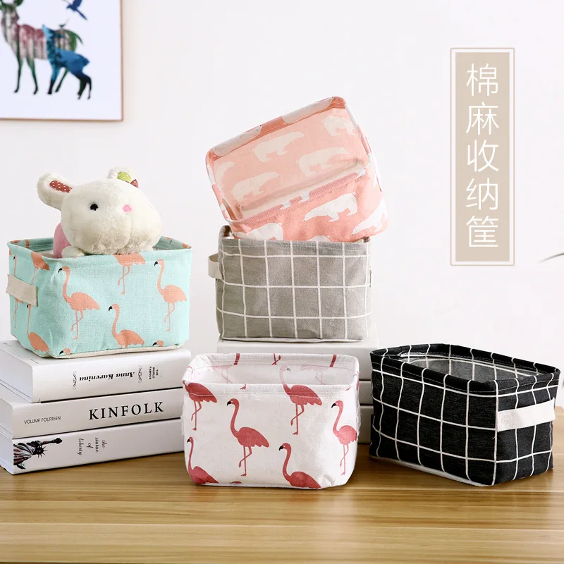 Printed cotton linen handle storage baskets Storage baskets Fabric desktop cosmetics storage box Storage basket
Printed cotton linen handle storage baskets Storage baskets Fabric desktop cosmetics storage box Storage basket