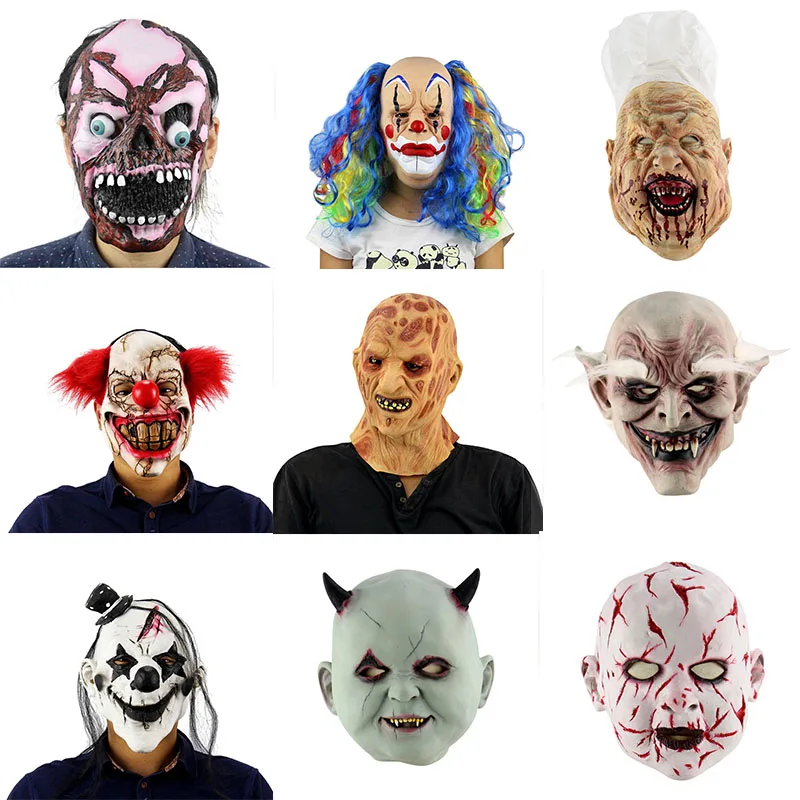 

Halloween Scary Clown Mask Long Hair Ghost Scary Mask Props Grudge Ghost Hedging Zombie Mask Realistic Latex Masks Horror!