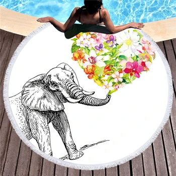 Elephant Printed Microfiber Beach Towel for Adult Yoga Mat Tassel Blanket Large Flamingos Round Towel 150cm Tapestry Home Decor
Elephant Printed Microfiber Beach Towel for Adult Yoga Mat Tassel Blanket Large Flamingos Round Towel 150cm Tapestry Home Decor