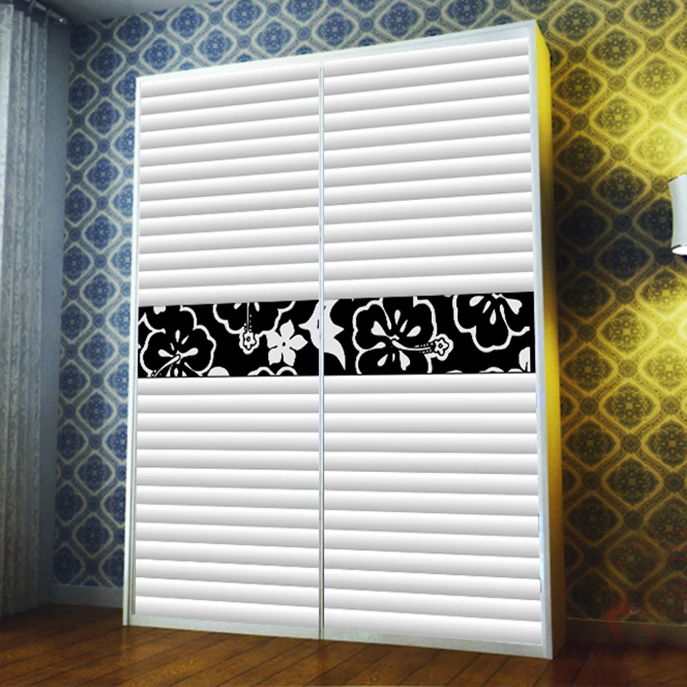 Image Personalized Stripe Flower PVC Wardrobe Cover Window Door Glass Film Home Decor Wallpaper Mural Art