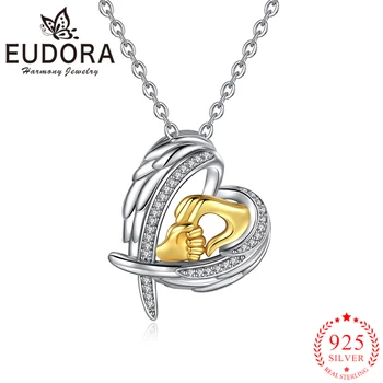 Eudora Authentic 925 Sterling Silver Angel Wings Heart Pendant Necklaces Fashion Gold Hand in Hand Fashion Jewelry for Women
Eudora Authentic 925 Sterling Silver Angel Wings Heart Pendant Necklaces Fashion Gold Hand in Hand Fashion Jewelry for Women