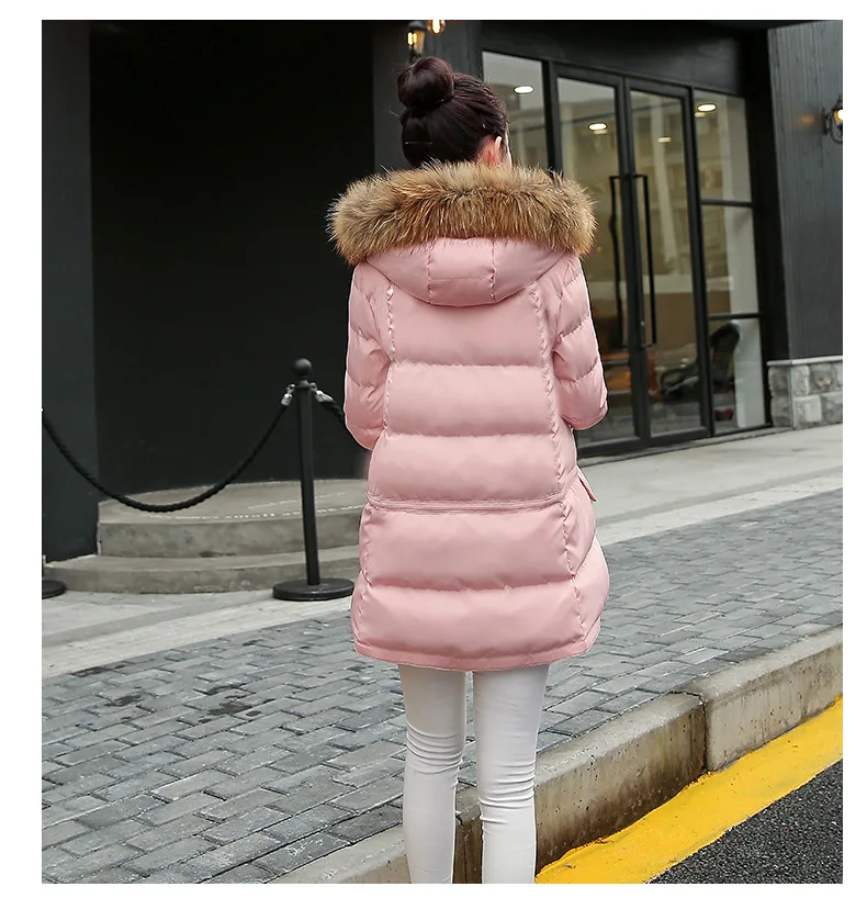Woman Jacket Winter Parka Pink Coats Padded Long Winter Coat Women Hooded Long Jackets 2018 Korean Ladies Clothing LZ985 (7)