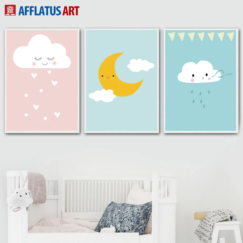 AFFLATUS Clouds Moon Raindrop Nordic Poster Wall Art Print Canvas Painting Cartoon Wall Pictures Nordic Style Kids Decoration 
AFFLATUS Clouds Moon Raindrop Nordic Poster Wall Art Print Canvas Painting Cartoon Wall Pictures Nordic Style Kids Decoration