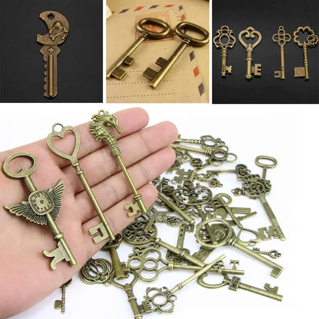 Lot Pendant Fancy Heart Necklace DIY Hanging Jewerly Decor Retro Antique Vintage old look Ornate Skeleton Keys
Lot Pendant Fancy Heart Necklace DIY Hanging Jewerly Decor Retro Antique Vintage old look Ornate Skeleton Keys