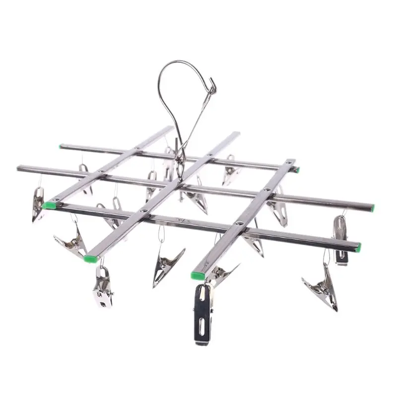 16 Clips Stainless Steel Windproof Laundry Hanger Sock Drying Rack Underwear Towel Pegs Collapsible Clothespin Hook Clothes
16 Clips Stainless Steel Windproof Laundry Hanger Sock Drying Rack Underwear Towel Pegs Collapsible Clothespin Hook Clothes