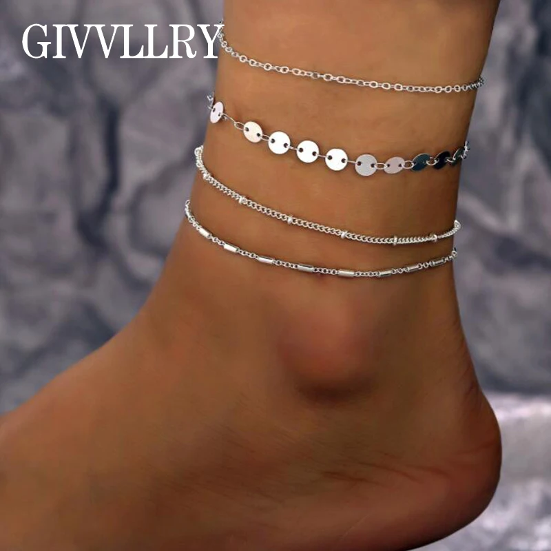 GIVVLLRY 4 pcs/set Silver Chain Anklet for Women Foot Jewelry Minimalist Beach Bead Chain Metal Sequins Chain Ankle Bracelets
GIVVLLRY 4 pcs/set Silver Chain Anklet for Women Foot Jewelry Minimalist Beach Bead Chain Metal Sequins Chain Ankle Bracelets
