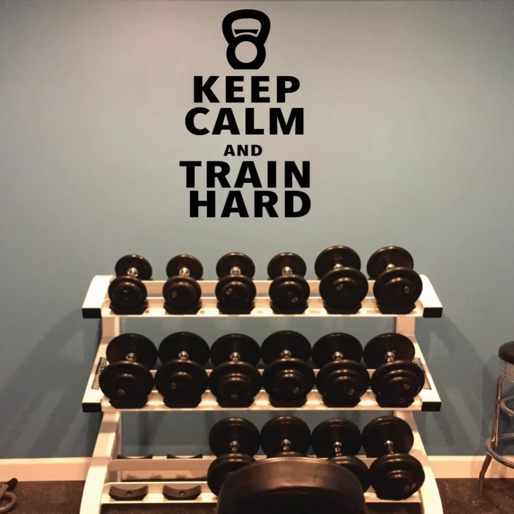 Виниловая наклейка на стену с надписью Keep Calm and Train Hard Workout | Дом и сад