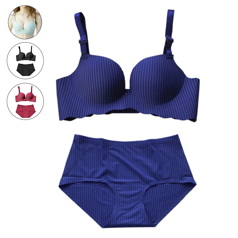 Sexy Seamless Bras Brief Set For Women Push Up Lingerie Set Wire Free Bra Panties Bralette Striped Brassiere Female Underwear #D
Sexy Seamless Bras Brief Set For Women Push Up Lingerie Set Wire Free Bra Panties Bralette Striped Brassiere Female Underwear #D