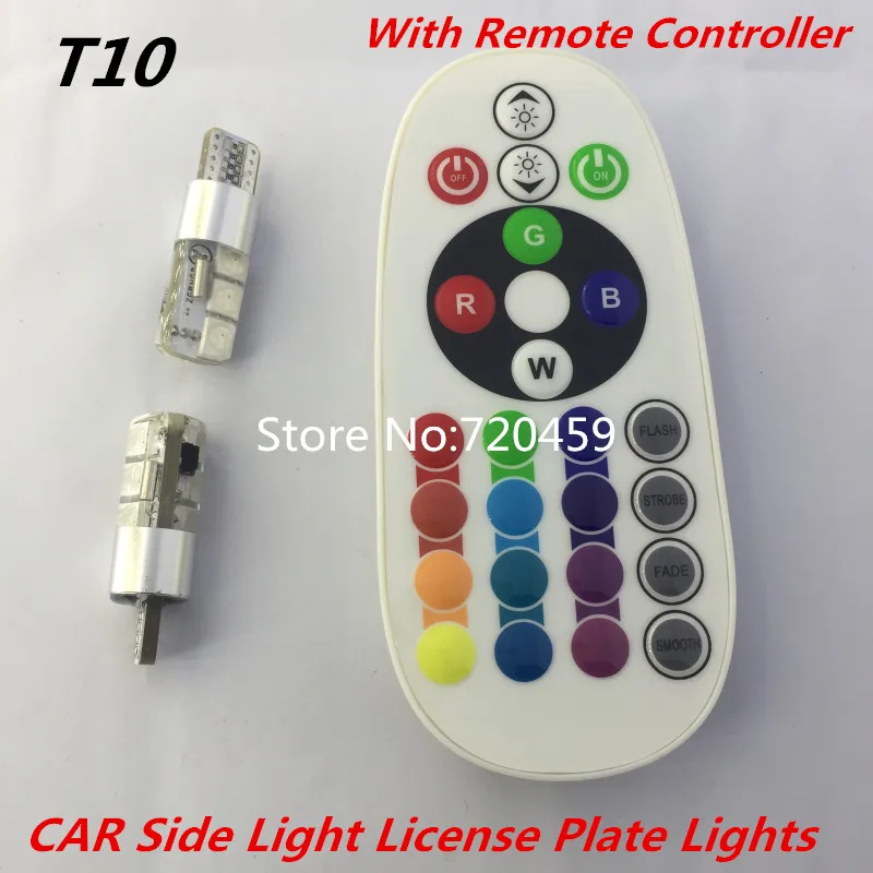 SMD 5050 RGB Car Reading Wedge Light Lamp T10 RGB car light With Remote Controller for Auto CAR Side Light License Plate Lights
SMD 5050 RGB Car Reading Wedge Light Lamp T10 RGB car light With Remote Controller for Auto CAR Side Light License Plate Lights