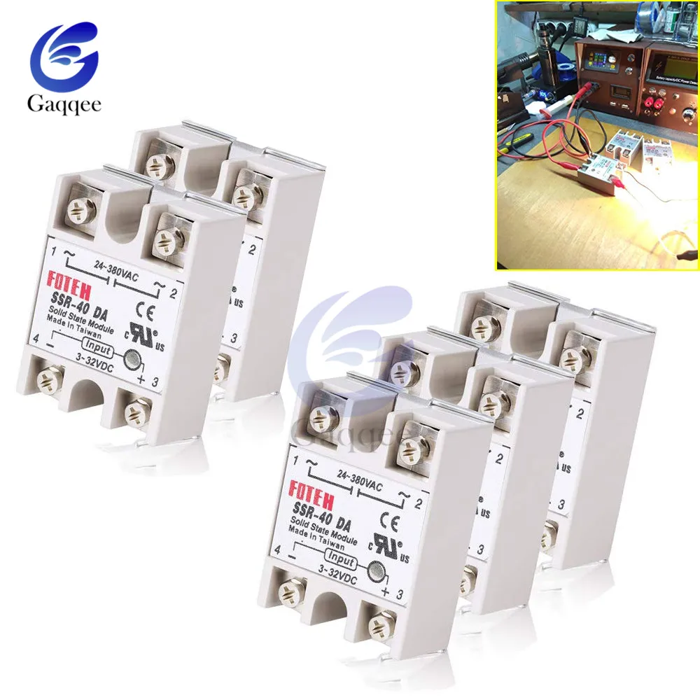 5PCS/Lot SSR-40DA 40A Input 3-32V DC Output 24-380V AC Solid State Relay Module Single Phase Semi-Conductor Relay Shield Board
5PCS/Lot SSR-40DA 40A Input 3-32V DC Output 24-380V AC Solid State Relay Module Single Phase Semi-Conductor Relay Shield Board