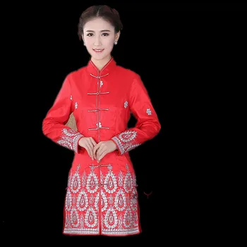 Autumn Winter Red Chinese Lady Satin Jacket Mandarin Collar Slim Outwear Button Embroidery Coat Free Shipping Size S To XXXL
Autumn Winter Red Chinese Lady Satin Jacket Mandarin Collar Slim Outwear Button Embroidery Coat Free Shipping Size S To XXXL