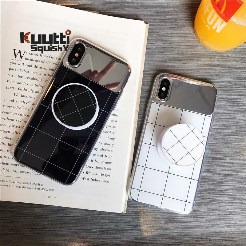 Kuutti Squishy White Black Grid Mirror Couple Silicone Phone Case with Socket Finger Holder for iPhone 6 6s 7 8 Plus X XR XS Max
Kuutti Squishy White Black Grid Mirror Couple Silicone Phone Case with Socket Finger Holder for iPhone 6 6s 7 8 Plus X XR XS Max