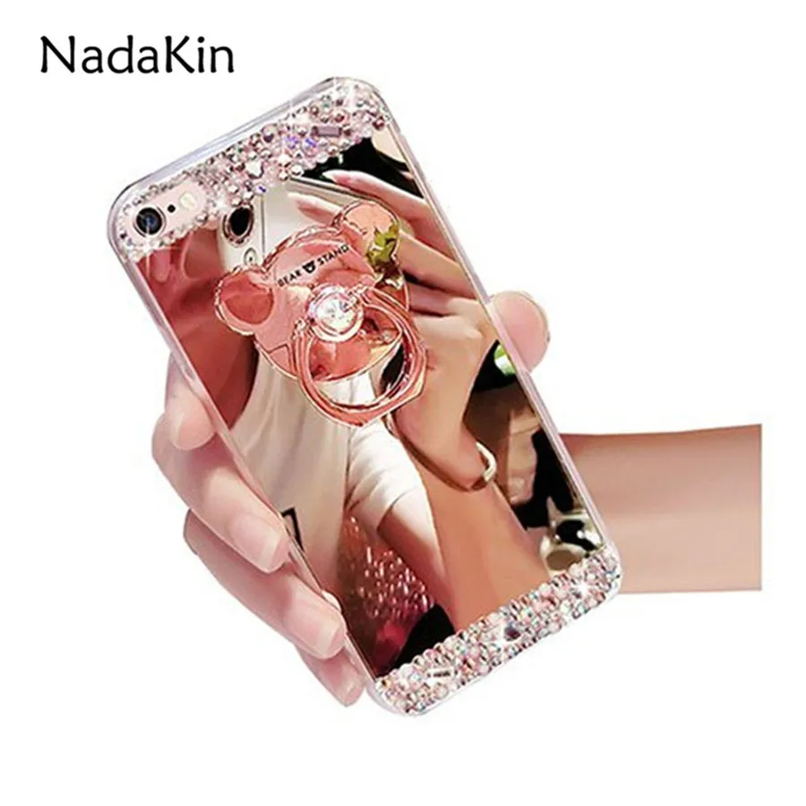 Beauty Bling Diamond Rhinestone Soft TPU Mirror Case with Lovely Bear Circle Clock Finger Ring Stand Holder for LG G5 G6 V20
Beauty Bling Diamond Rhinestone Soft TPU Mirror Case with Lovely Bear Circle Clock Finger Ring Stand Holder for LG G5 G6 V20