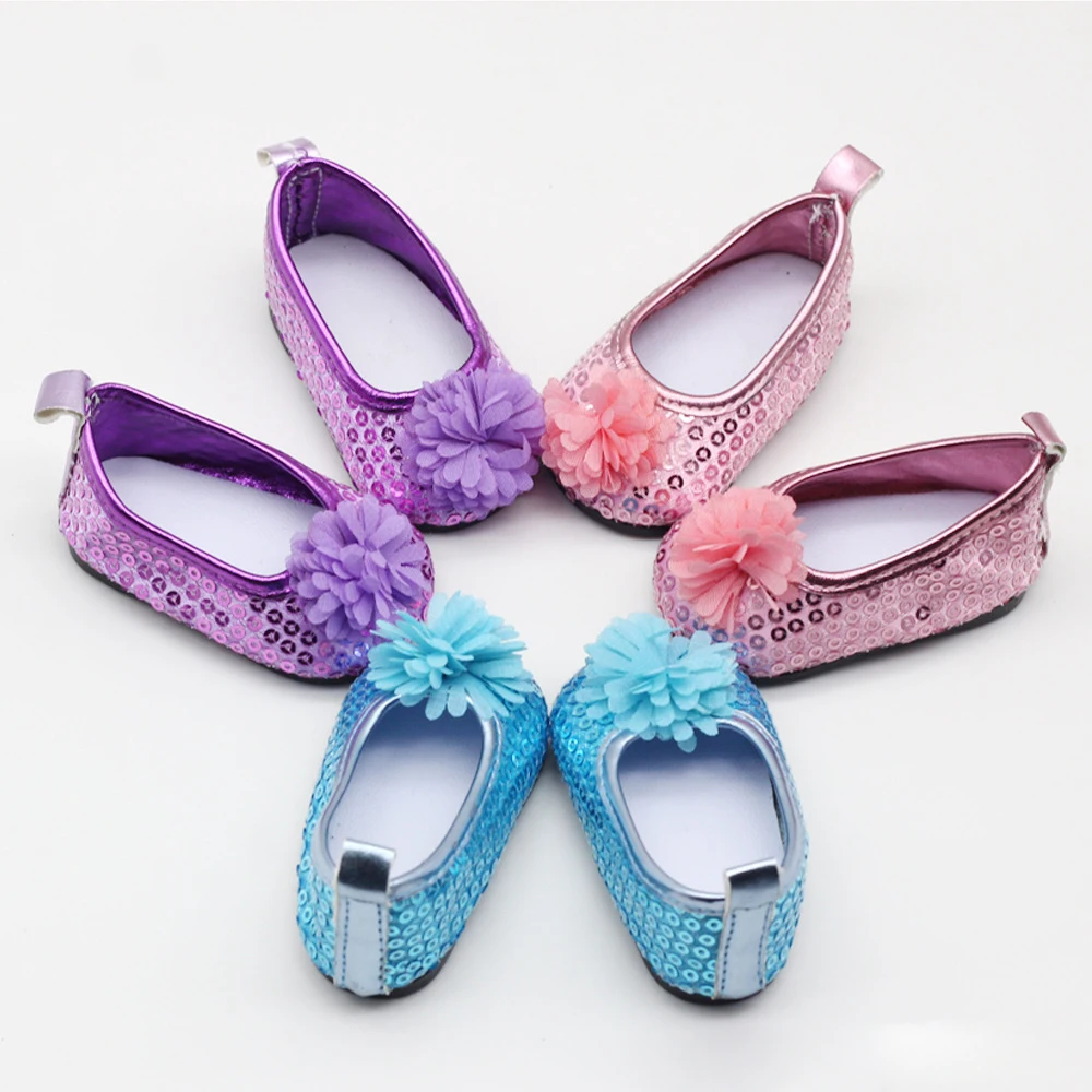 Fashion doll shoes for dolls fits 43 cm baby born Zapf dolls and 18 Girl Flower doll shoes accessory for children gift (2)