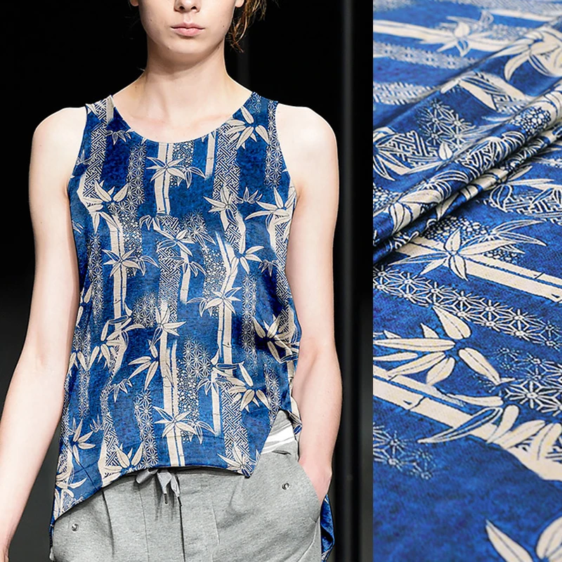 135CM Wide 19MM Bamboo Print 94% Silk & 6% Spandex Strech Blue Silk Satin Fabric for Dress Cheongsam J048
135CM Wide 19MM Bamboo Print 94% Silk & 6% Spandex Strech Blue Silk Satin Fabric for Dress Cheongsam J048