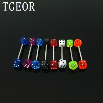 Hot wholesale 100pcs 1.4*18*5/5mm mixed colors tongue piercing UV acrylic double dice piercing tongue ring free shipping
Hot wholesale 100pcs 1.4*18*5/5mm mixed colors tongue piercing UV acrylic double dice piercing tongue ring free shipping