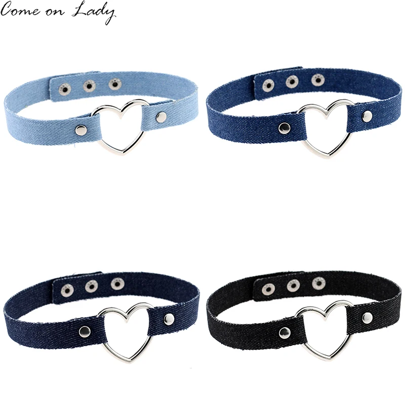 Blue Denim Heart Choker Necklace For Women Jeans Chokers tattoo Collar Collier ras de cou colar bijoux femme AL438
Blue Denim Heart Choker Necklace For Women Jeans Chokers tattoo Collar Collier ras de cou colar bijoux femme AL438