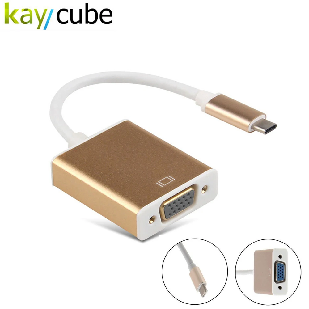 Kaycube USB3.1 Тип c VGA Кабель-Переходник USB-C мужчин и женщин передачи видео конвертер 1080