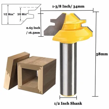 1/2" Shank 1-3/8 Diameter 45 Degree Lock Miter Router Bit Wood Cutter for Woodworking Drilling Power Tools
1/2" Shank 1-3/8 Diameter 45 Degree Lock Miter Router Bit Wood Cutter for Woodworking Drilling Power Tools
