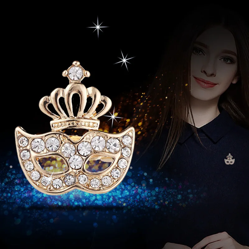 High-end Korean New Vintage Rhinestone Crown Mask Brooch Pin Jewelry Luxury Lapel Collar Pin Badge Dress Shirt Women Accessories
High-end Korean New Vintage Rhinestone Crown Mask Brooch Pin Jewelry Luxury Lapel Collar Pin Badge Dress Shirt Women Accessories