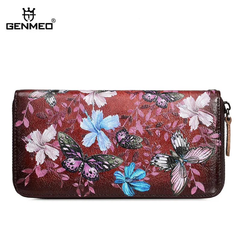 GENMEO Brand New Arrival Genuine Leather Zipper Wallet Women Coin Purse Butterfly Flowers Cow Leather Hand Strap Bolsa Feminina
GENMEO Brand New Arrival Genuine Leather Zipper Wallet Women Coin Purse Butterfly Flowers Cow Leather Hand Strap Bolsa Feminina