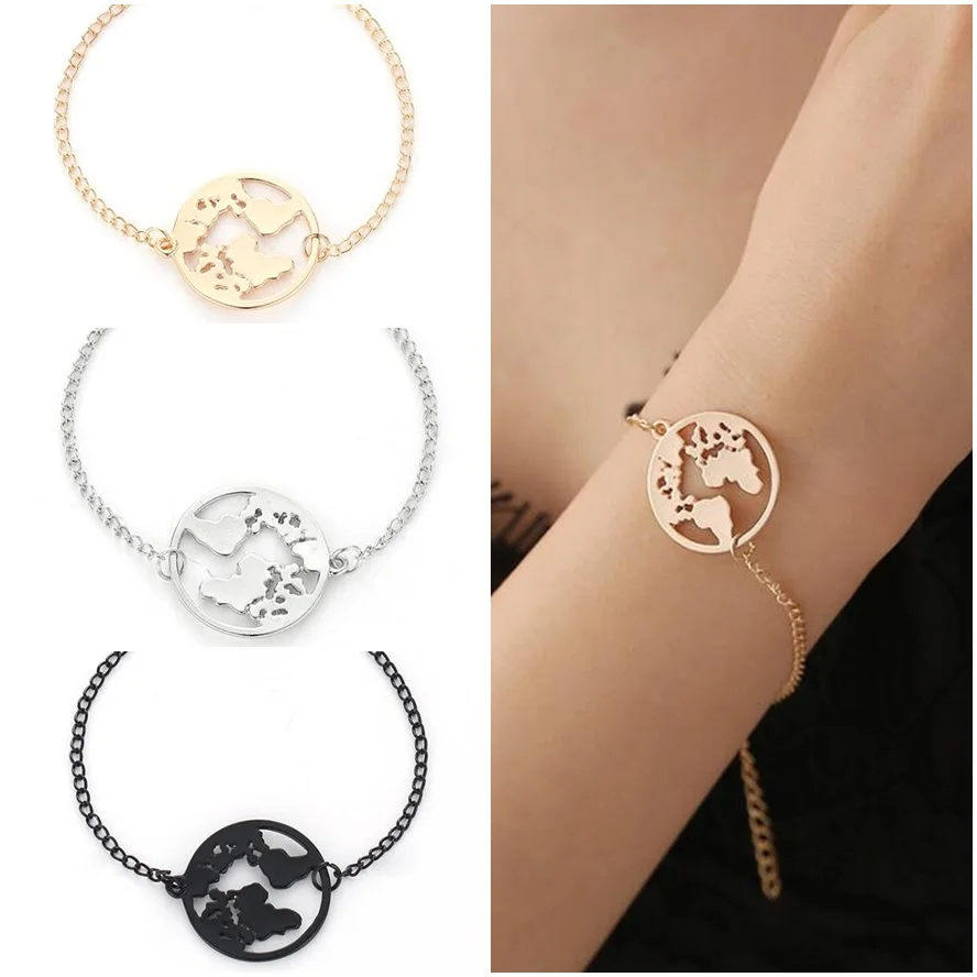 3 Colors World Map alloy Femela Bracelets For Women Round Pendant Beach Jewelry Earth Day Gifts DIY Christmas Accessories 2019
3 Colors World Map alloy Femela Bracelets For Women Round Pendant Beach Jewelry Earth Day Gifts DIY Christmas Accessories 2019