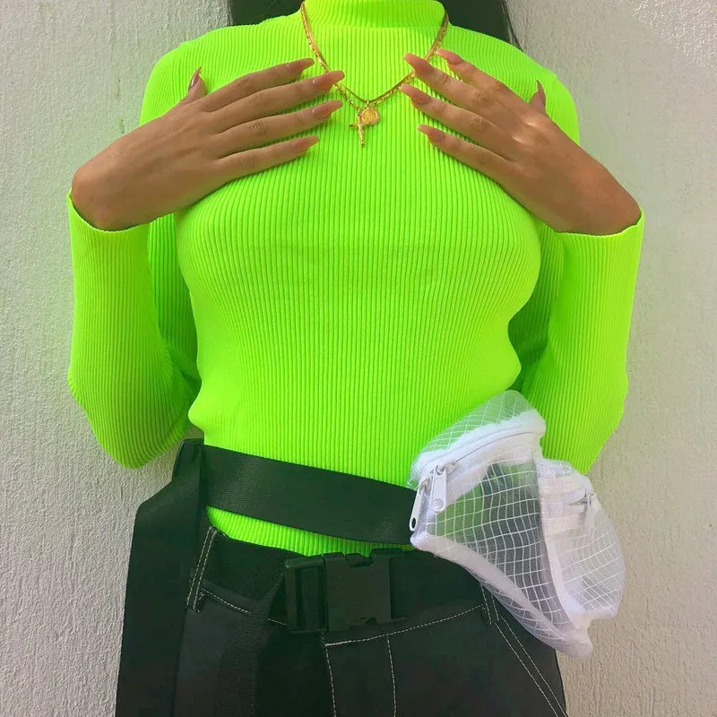 ribber turtleneck long sleeve t shirt women06