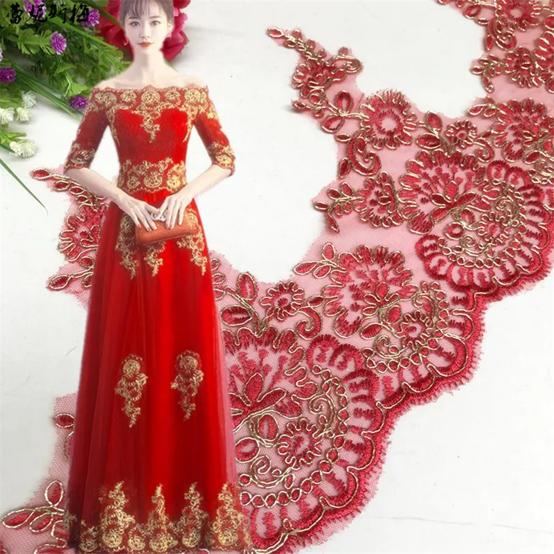 Delicate 1Yard Gold Cord Outline Red Burgundy Flower Venise Venice Lace Trim Applique Sewing Craft for Wedding Dec. LR0051 22cm
Delicate 1Yard Gold Cord Outline Red Burgundy Flower Venise Venice Lace Trim Applique Sewing Craft for Wedding Dec. LR0051 22cm