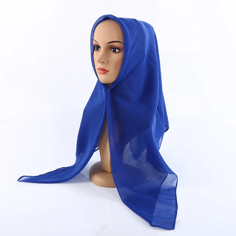 Spring&Autumn New Arrival Square Shape Scarves Women Chiffon Solid Color Hijab Wraps Muslim Shawl Scarf |
